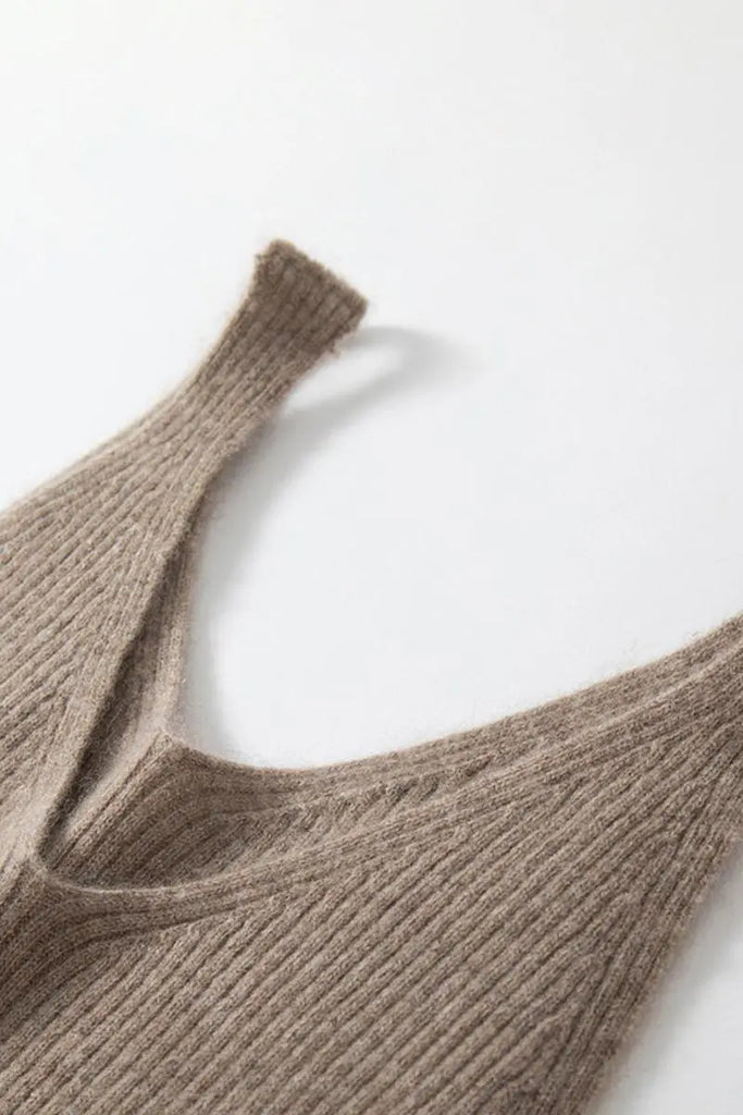 Fibflx Women's 100 Cashmere Sleeveless Rib-Knit Midi Sweater Dress