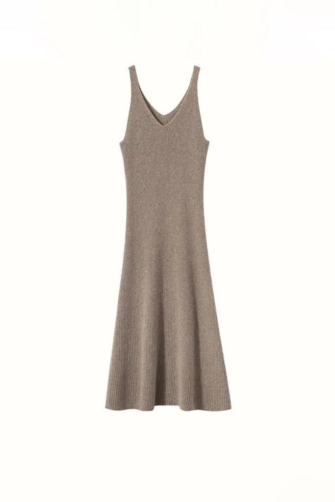 Fibflx Women's 100 Cashmere Sleeveless Rib-Knit Midi Sweater Dress