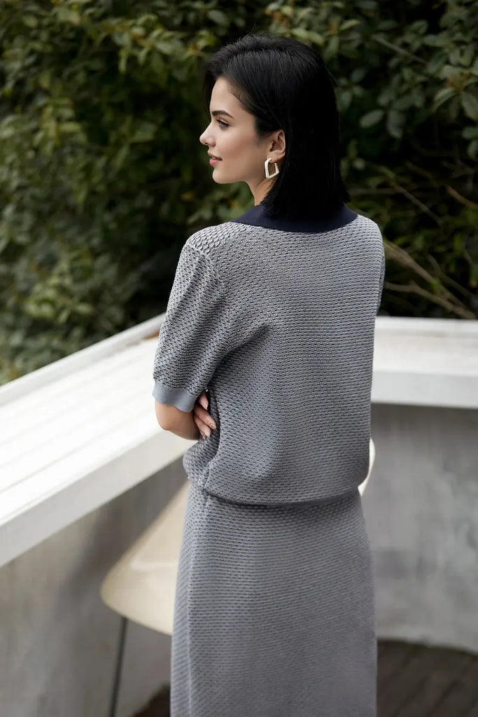 100 Cotton Grey Vintage Knit Polo T-shirt Fibflx