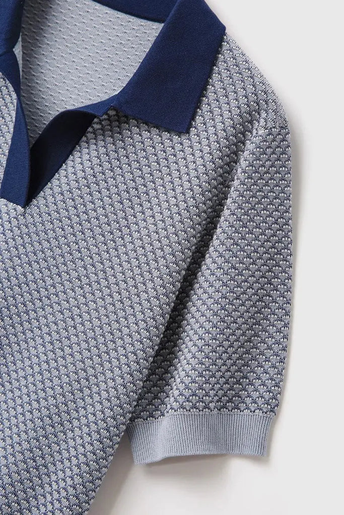 100 Cotton Grey Vintage Knit Polo T-shirt Fibflx