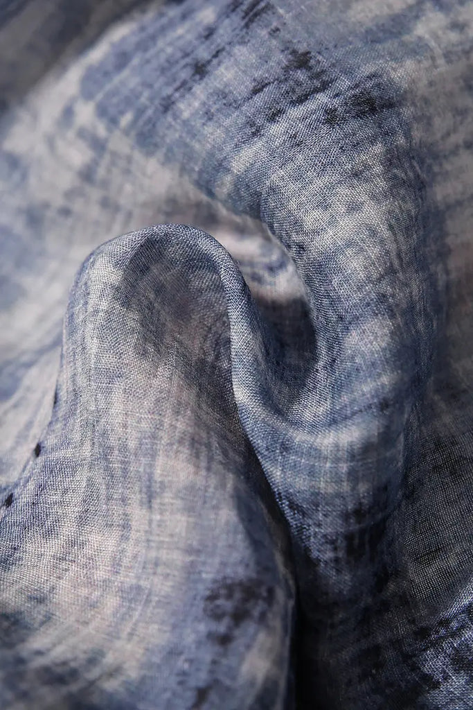 100-Count Fine Ramie Blue Tie Dye Spaghetti-Strap Maxi Dress - Fibflx