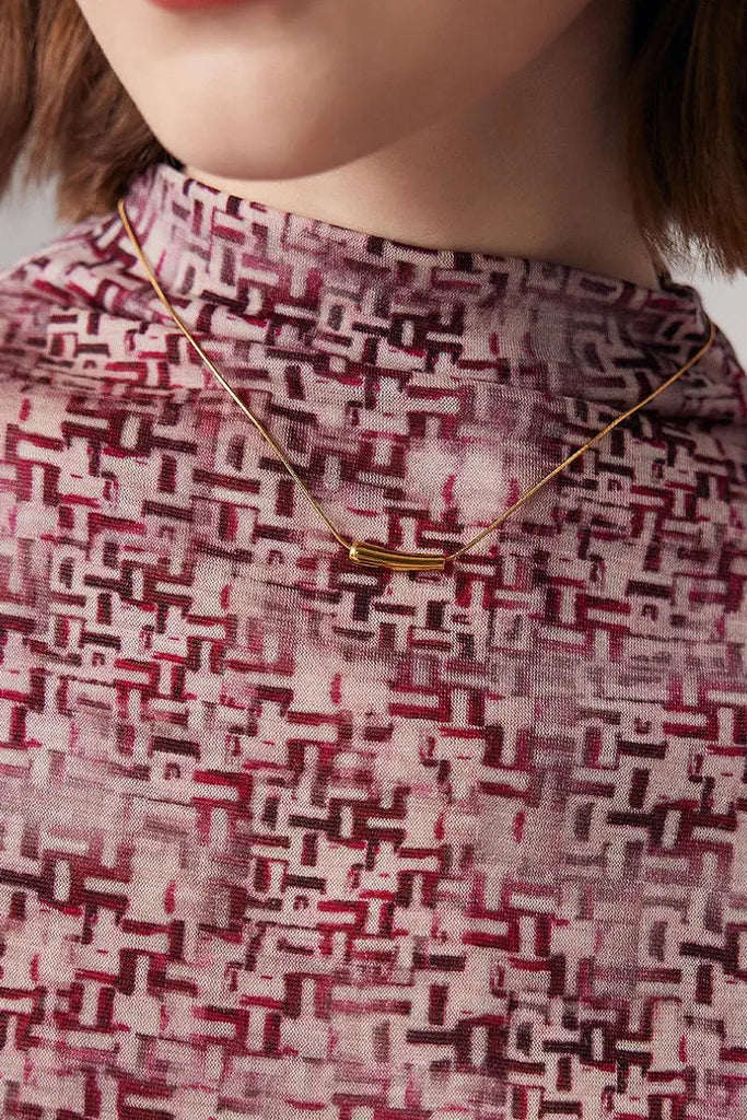 Fibflx Women's 100 Merino Wool Flower Printed Mock Neck Base Layer