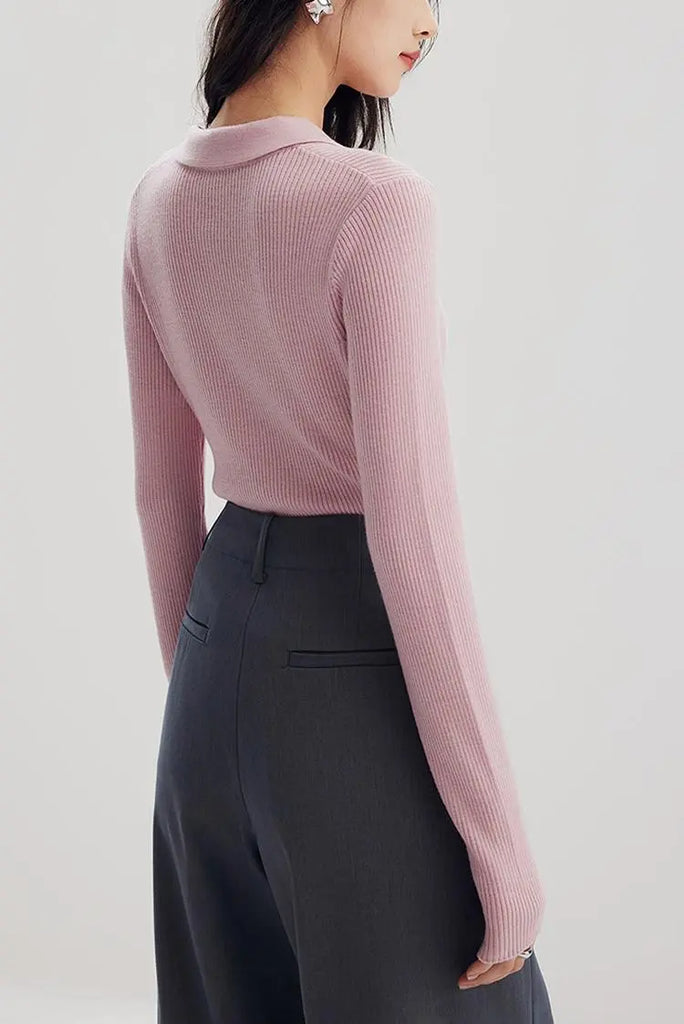 Fibflx Women's 100 Merino Wool Rib Knit Polo Base Layer