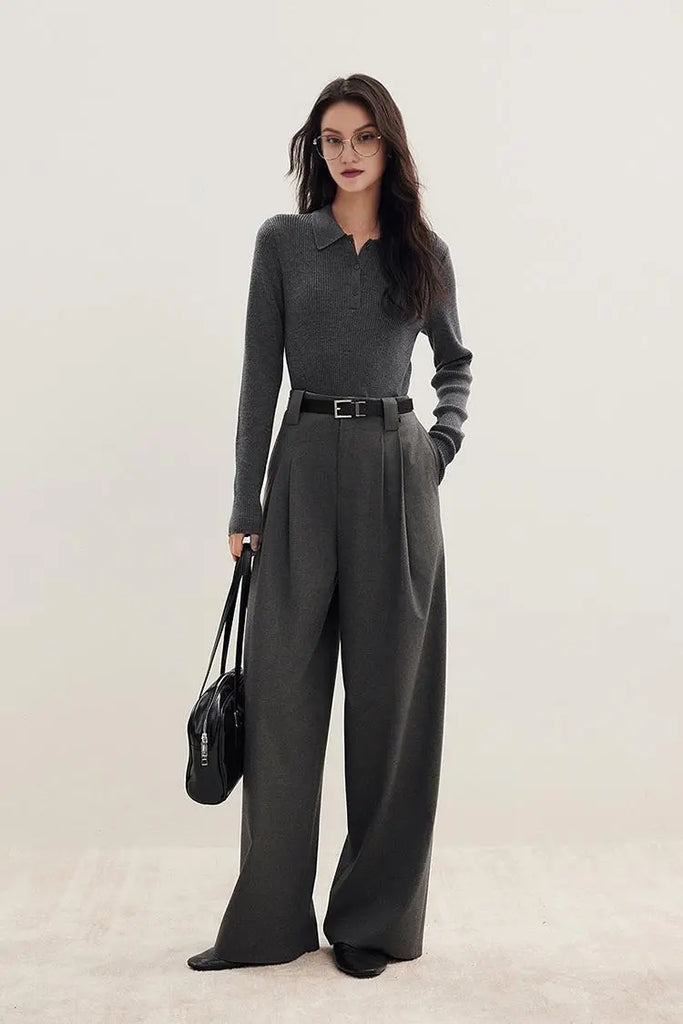 Fibflx Women's 100 Merino Wool Rib Knit Polo Base Layer