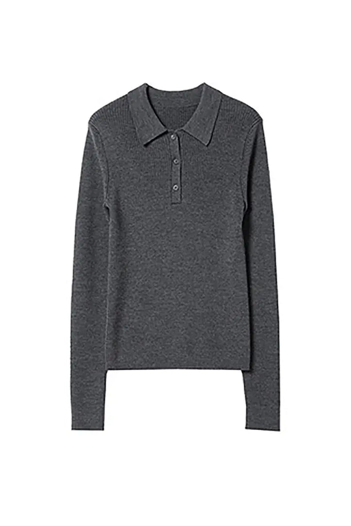 Fibflx Women's 100 Merino Wool Rib Knit Polo Base Layer