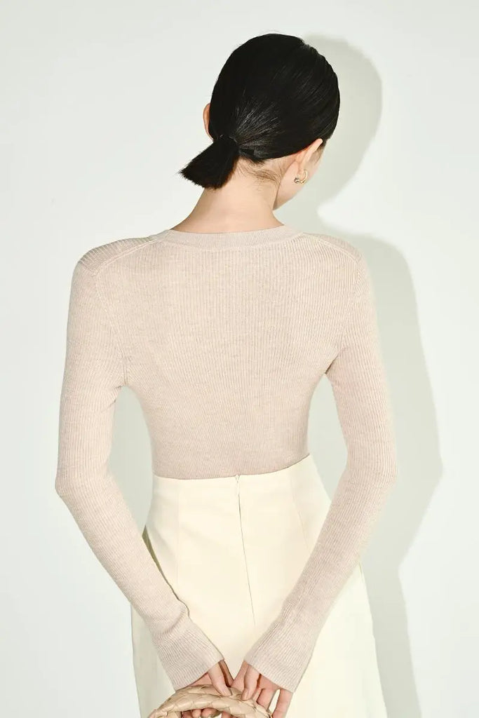 Fibflx Women's 100 Merino Wool Seamless Knit Crewneck Sweater