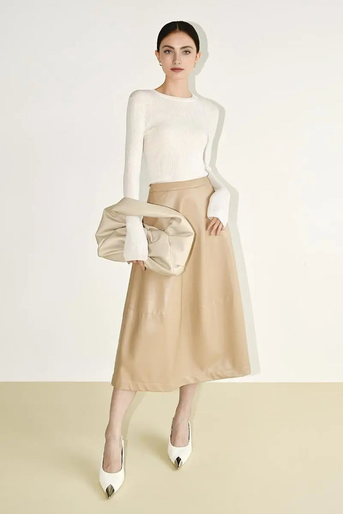 Fibflx Women's 100 Merino Wool Seamless Knit Crewneck Sweater