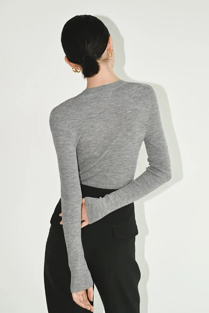 100 Merino Wool Seamless Knit Crewneck Sweater Fibflx