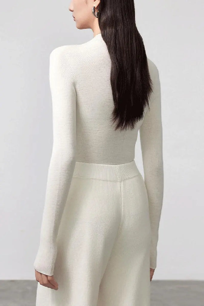 Fibflx Women's 100 Merino Wool Seamless Knit Mock Neck Sweater