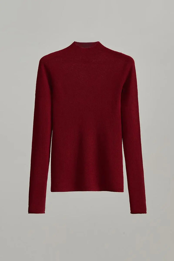 Fibflx Women's 100 Merino Wool Seamless Knit Mock Neck Sweater