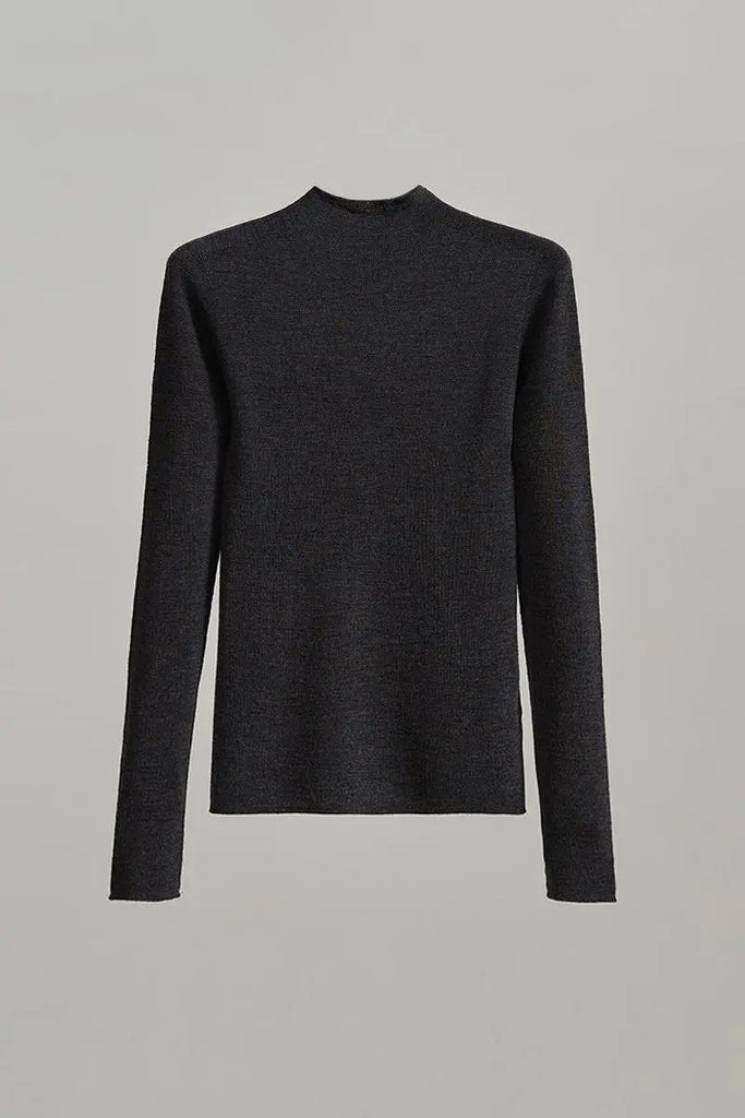 Fibflx Women's 100 Merino Wool Seamless Knit Mock Neck Sweater