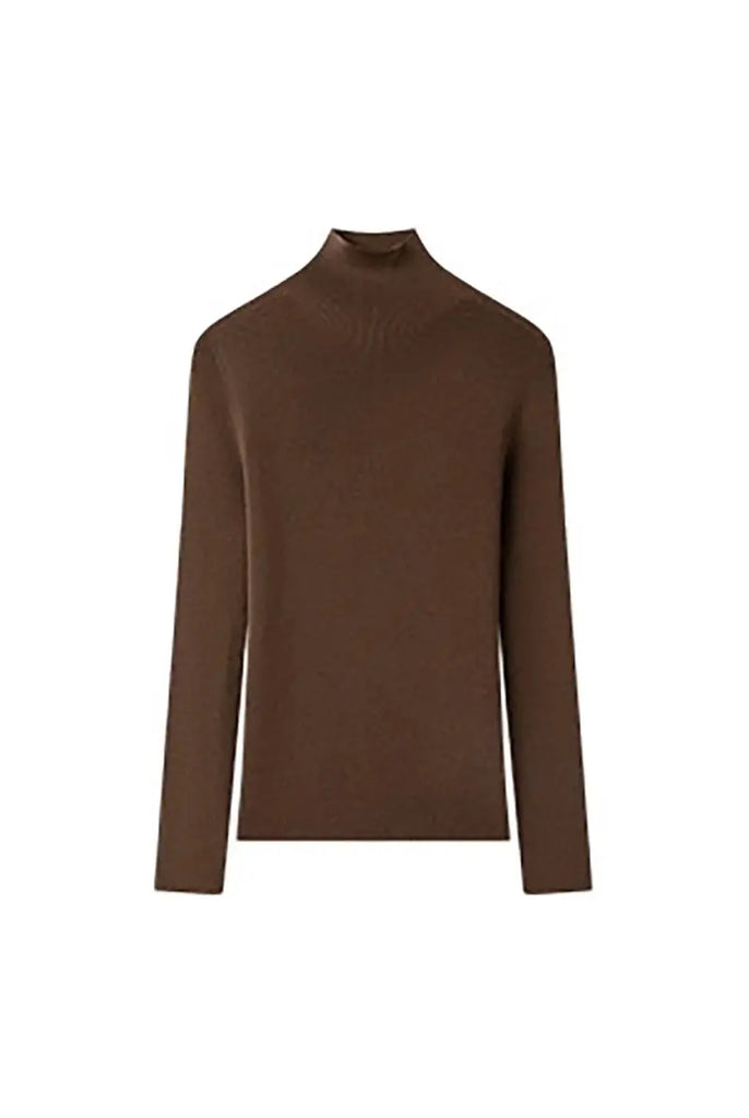 100 Merino Wool Seamless Knit Mock Neck Sweater Fibflx