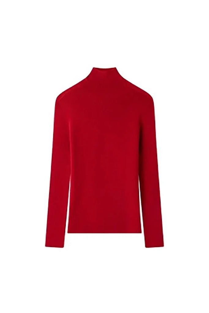 100 Merino Wool Seamless Knit Mock Neck Sweater Fibflx