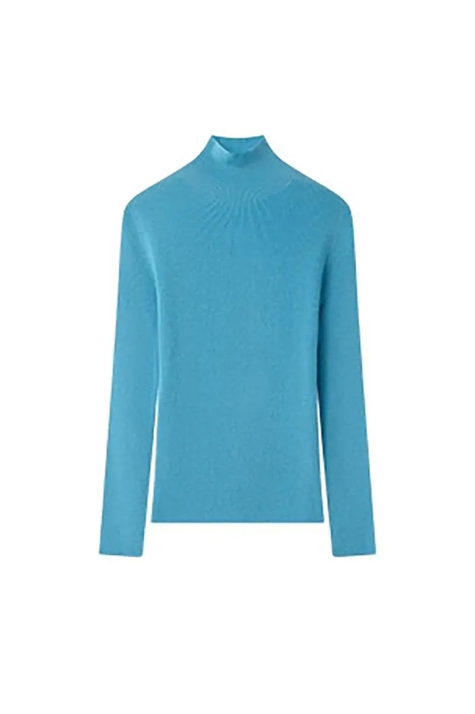 100 Merino Wool Seamless Knit Mock Neck Sweater Fibflx