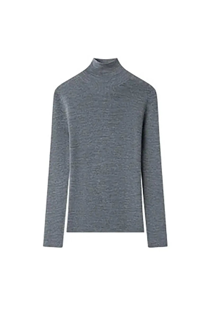 100 Merino Wool Seamless Knit Mock Neck Sweater Fibflx