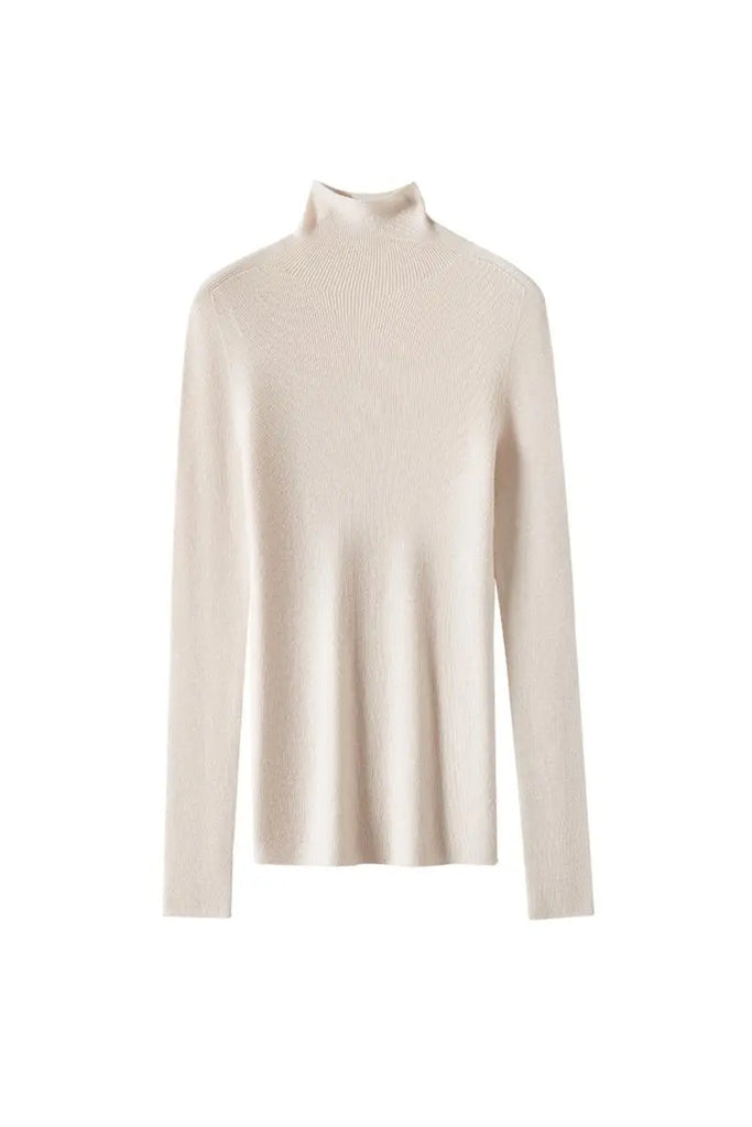 100 Merino Wool Seamless Knit Mock Neck Sweater Fibflx