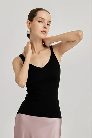 100 Merino Wool Seamless Knit Tank Top - Fibflx