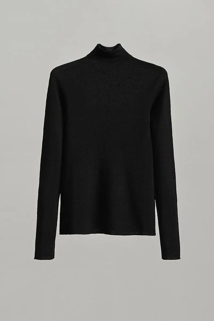 Fibflx Women's 100 Merino Wool Seamless Knit Turtle Neck Sweater