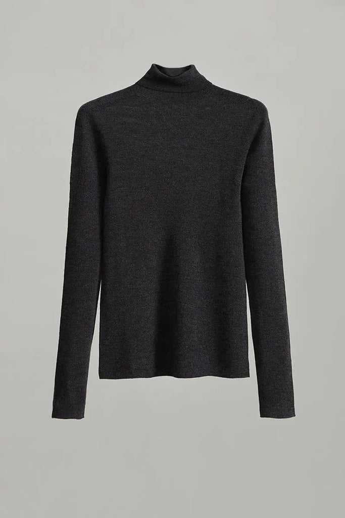 Fibflx Women's 100 Merino Wool Seamless Knit Turtle Neck Sweater