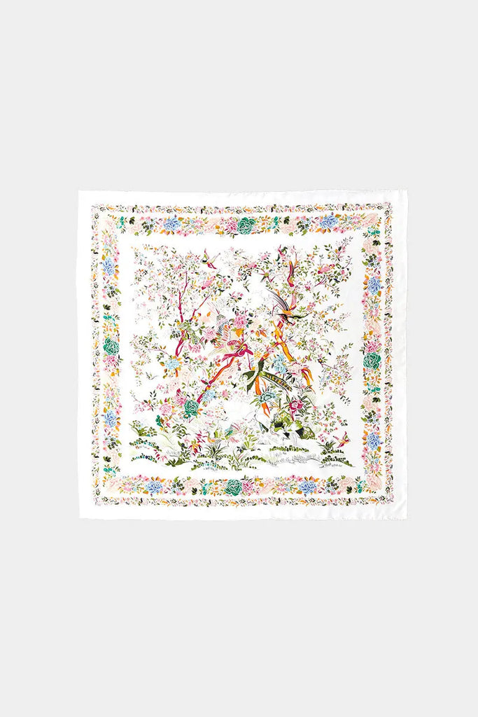 100 Mulberry Silk Floral Square Scarf - Fibflx