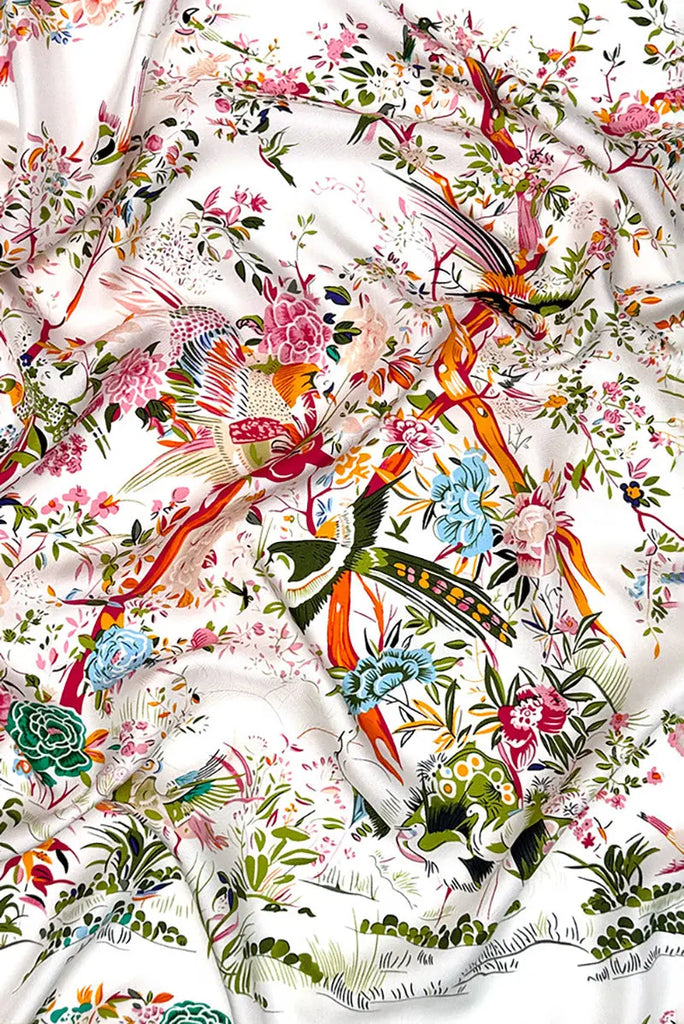 100 Mulberry Silk Floral Square Scarf - Fibflx