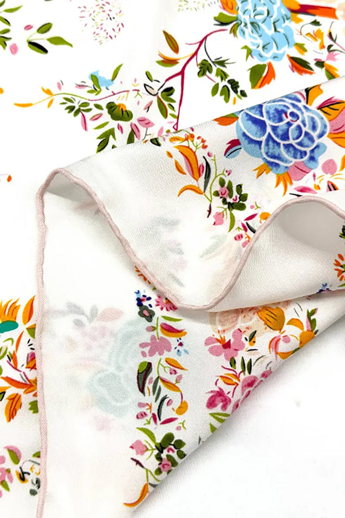 100 Mulberry Silk Floral Square Scarf - Fibflx