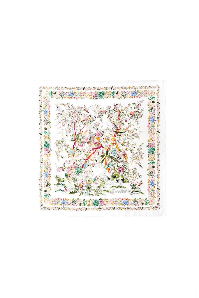 100 Mulberry Silk Floral Square Scarf - Fibflx