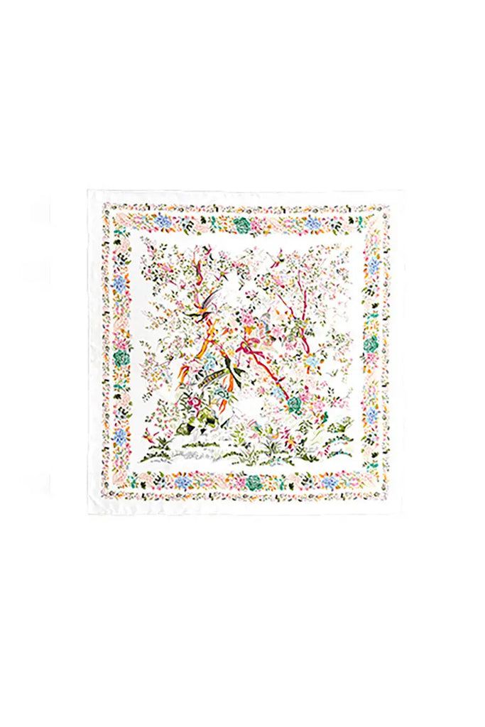 100 Mulberry Silk Floral Square Scarf - Fibflx