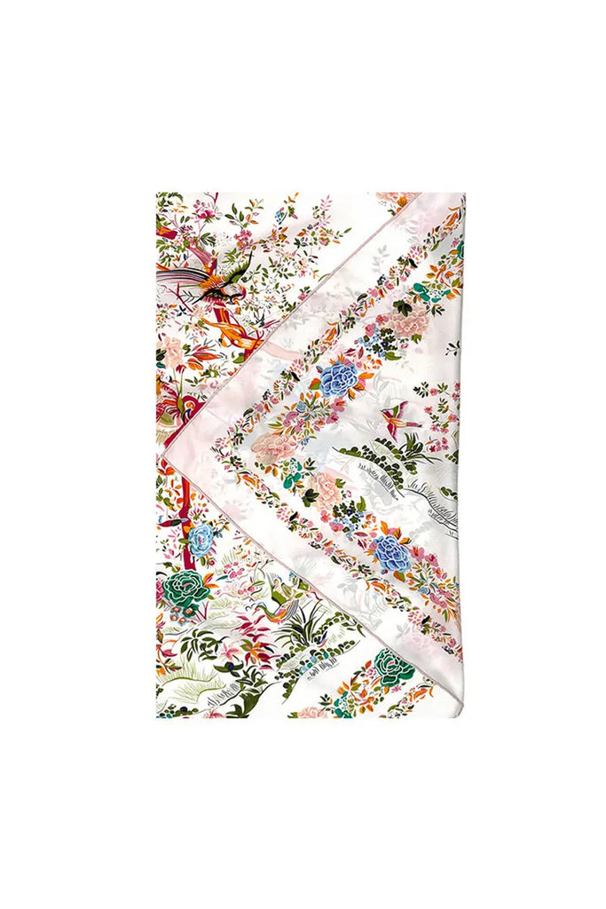 100 Mulberry Silk Floral Square Scarf - Fibflx