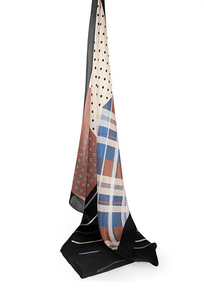 100 Mulberry Silk Square Scarf in Patchwork - Fibflx