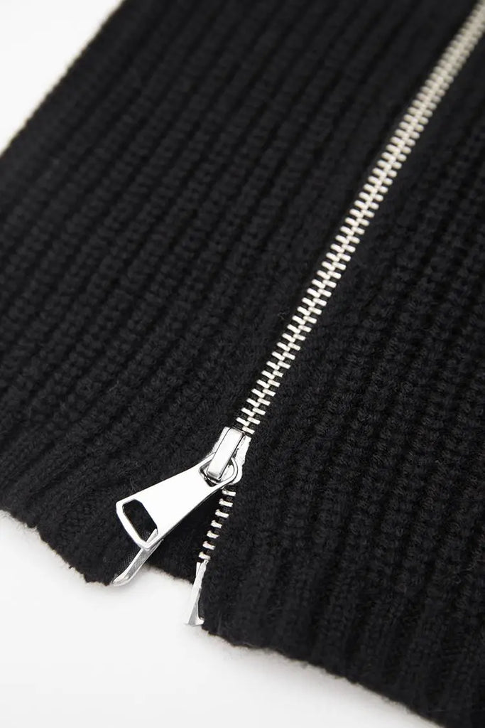 Fibflx Women's 100 Wool Chunky Asymmetric Zip Turtleneck Knit Sweater