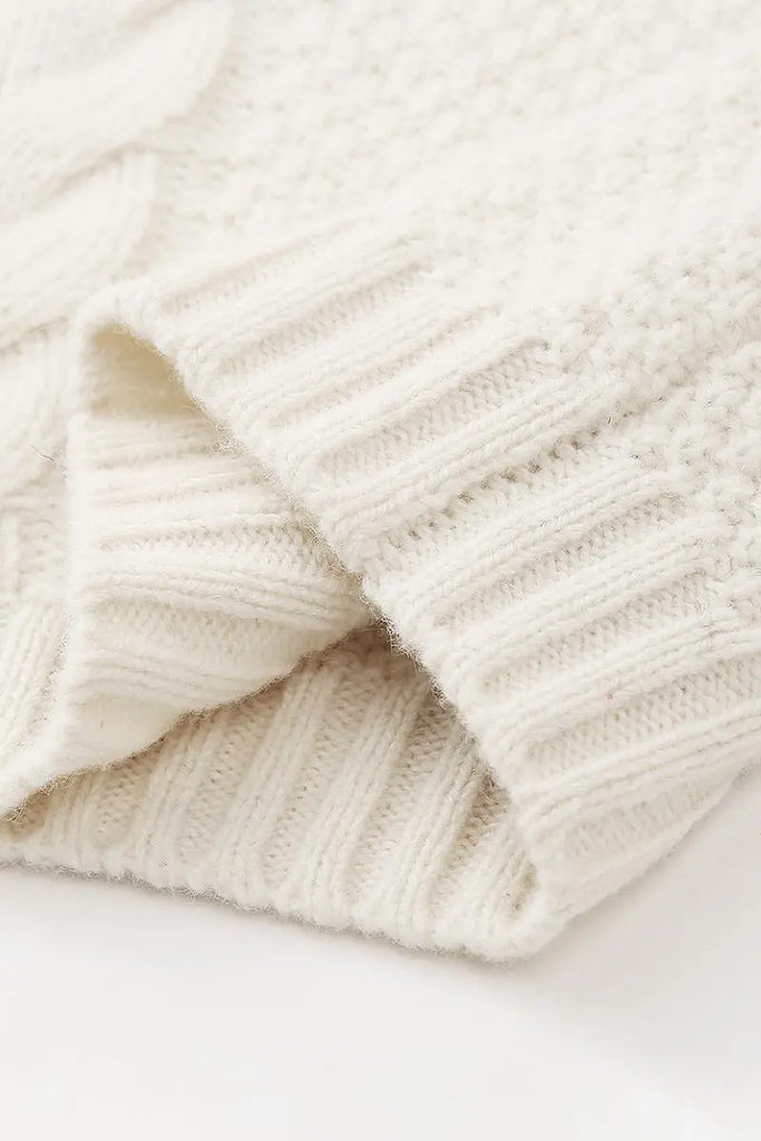 Fibflx Women's 100 Wool Chunky Knit Cable Crew Neck Sweater