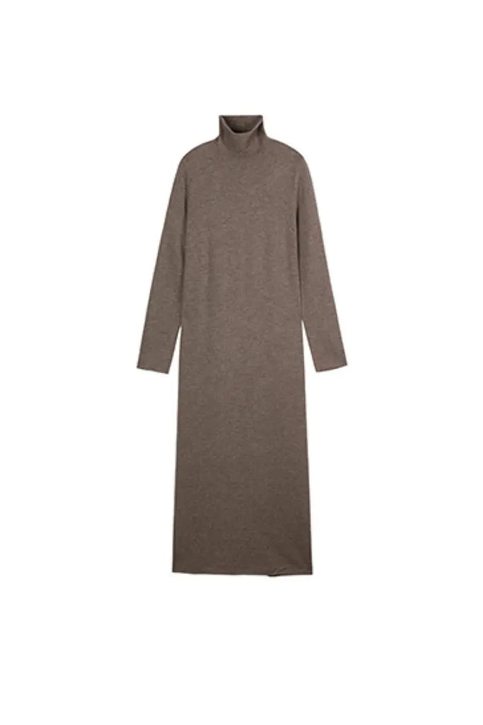 Fibflx Women's 100 Wool Long Sleeve Crewneck Maxi Sweater Dress