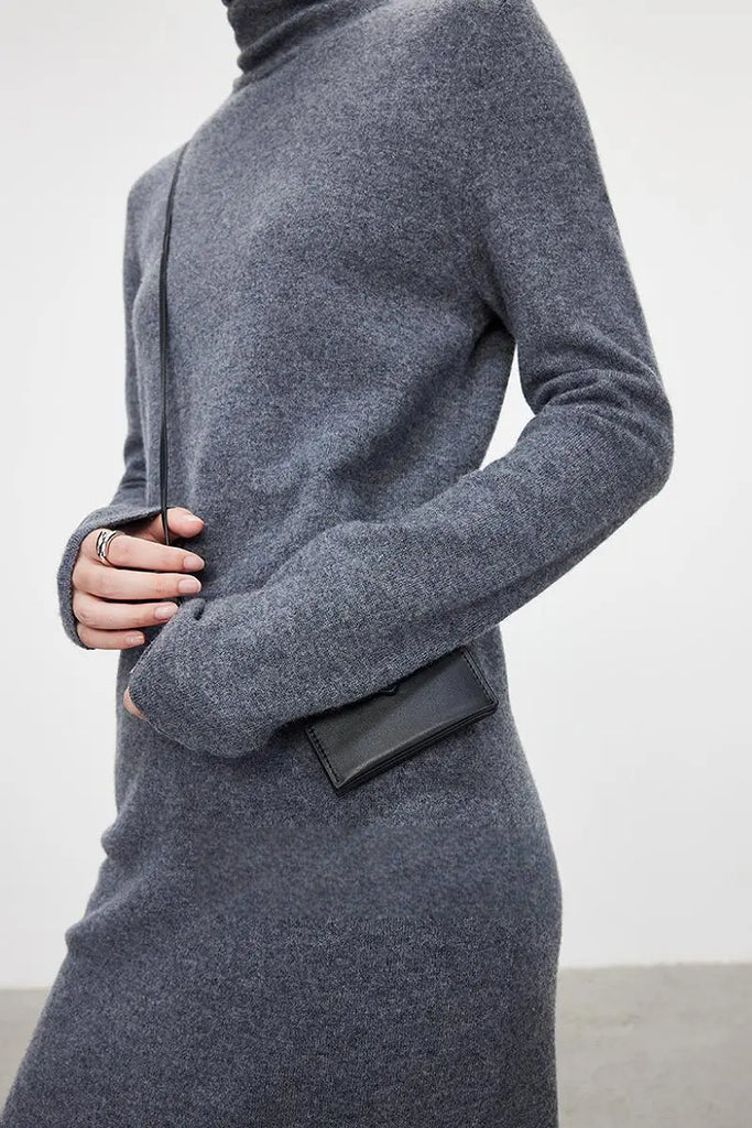 Fibflx Women's 100 Wool Long Sleeve Crewneck Maxi Sweater Dress