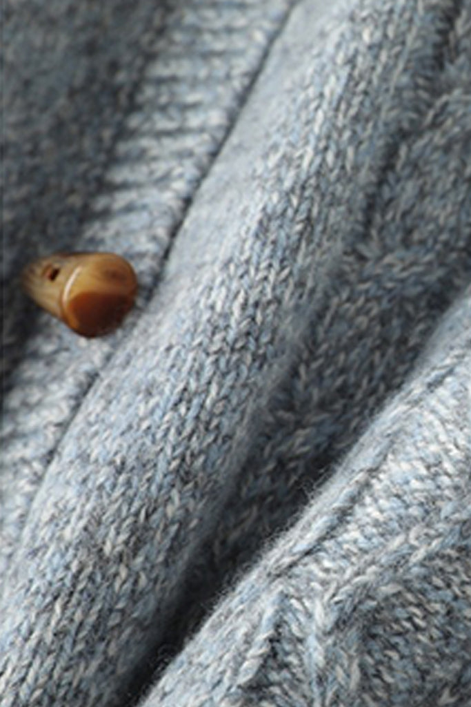 100 Australian Wool Cable Knit V-Neck Button-Up Sweater Vest  Fibflx