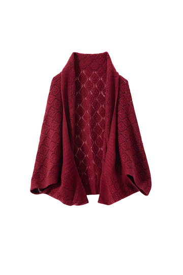 Fibflx Women's 100 Cashmere Crochet Open-Front Poncho Sweater