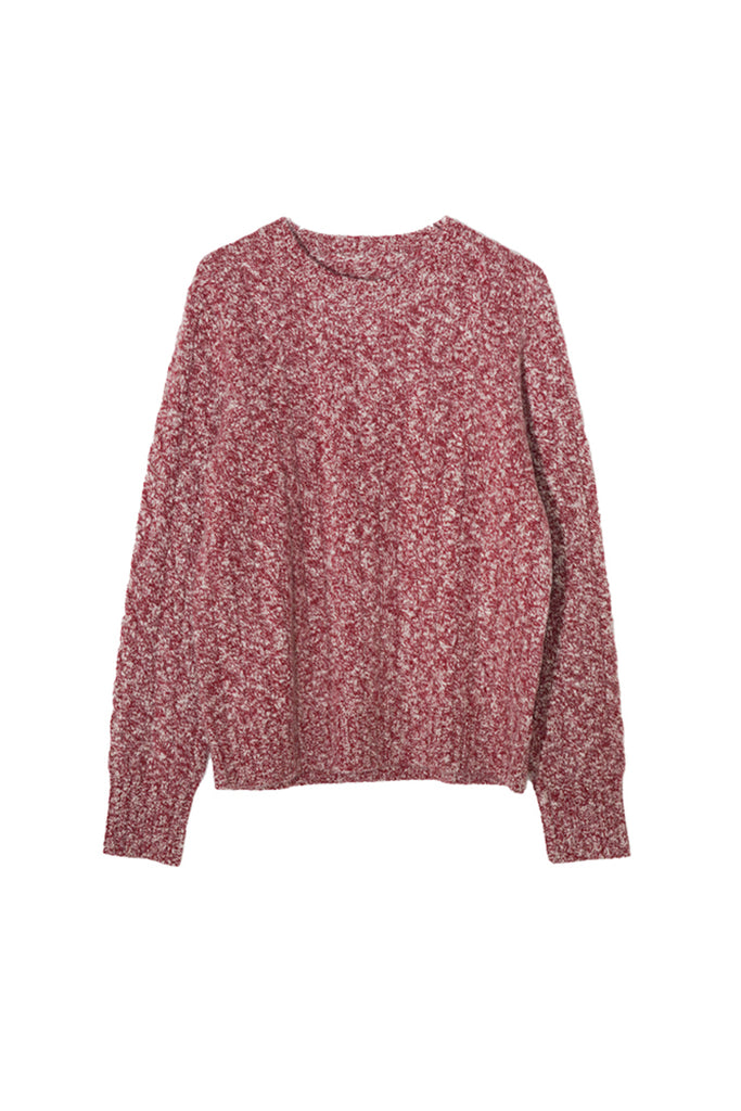 100% Cashmere Marled Slub Cable Crewneck Sweater Dusty Pink / M Fibflx
