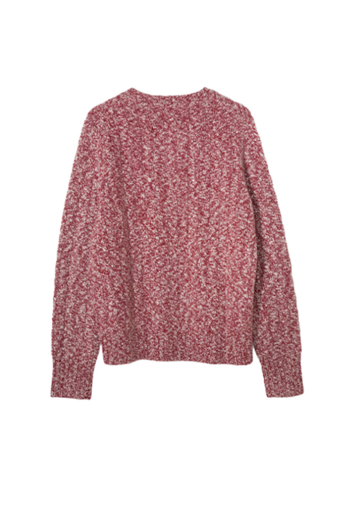 100% Cashmere Marled Slub Cable Crewneck Sweater  Fibflx