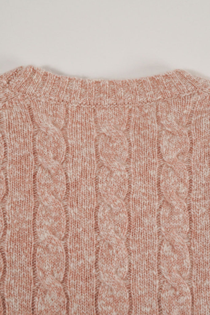 100% Cashmere Marled Slub Cable Crewneck Sweater  Fibflx