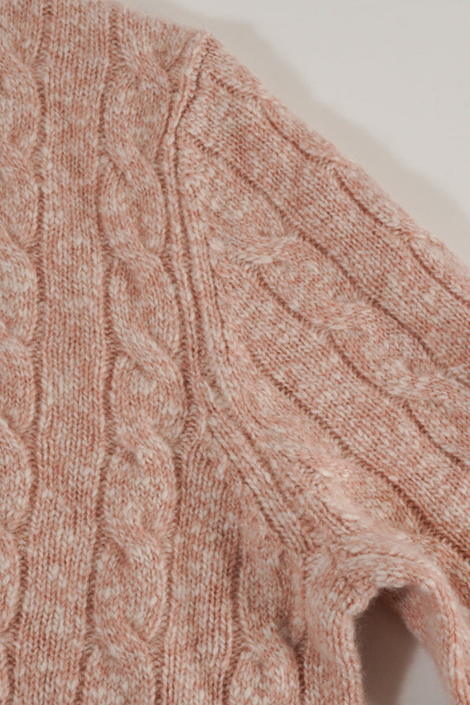 100% Cashmere Marled Slub Cable Crewneck Sweater  Fibflx