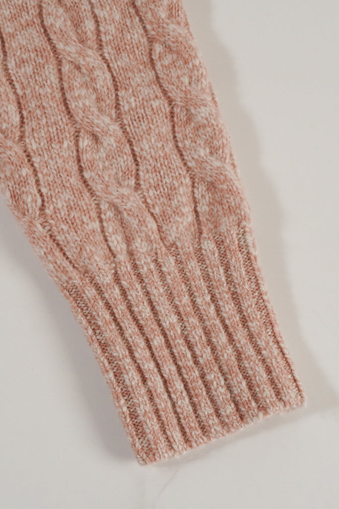 100% Cashmere Marled Slub Cable Crewneck Sweater  Fibflx