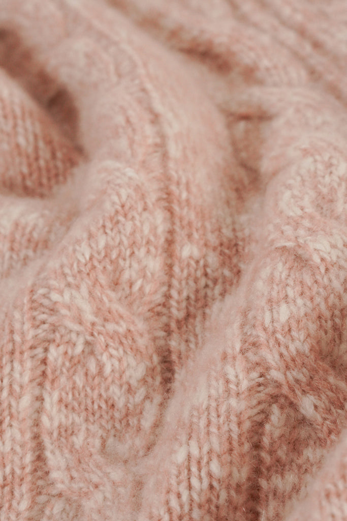 100% Cashmere Marled Slub Cable Crewneck Sweater  Fibflx