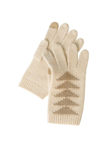 Fibflx Women's 100 Cashmere Touchscreen Gloves with Geometric Pattern