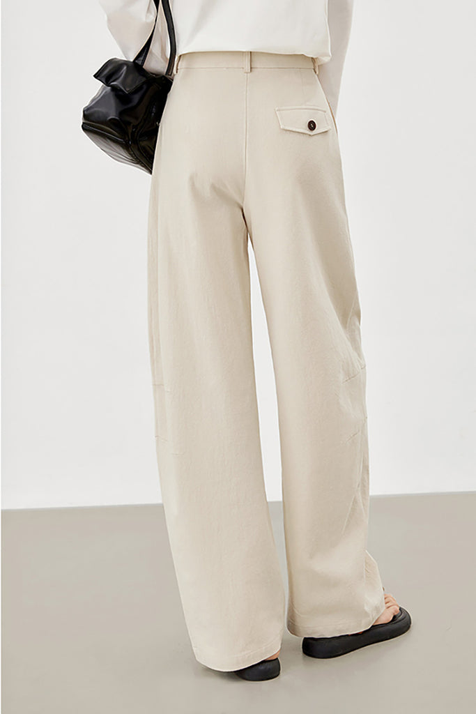 White Cotton High-Waisted Wide-Leg Pants  Fibflx