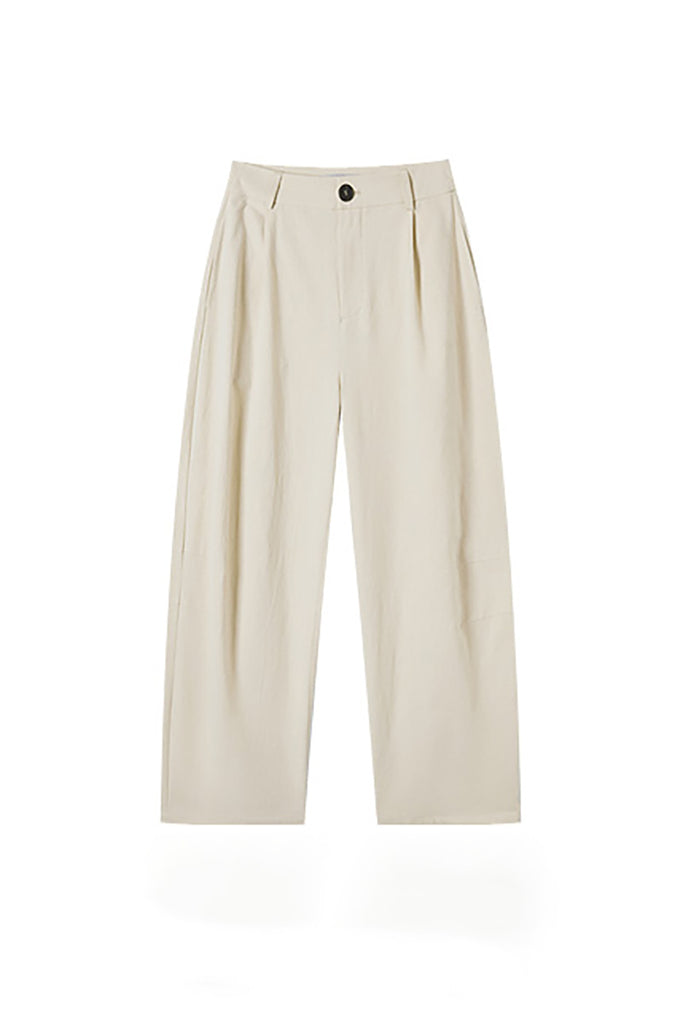 White Cotton High-Waisted Wide-Leg Pants  Fibflx
