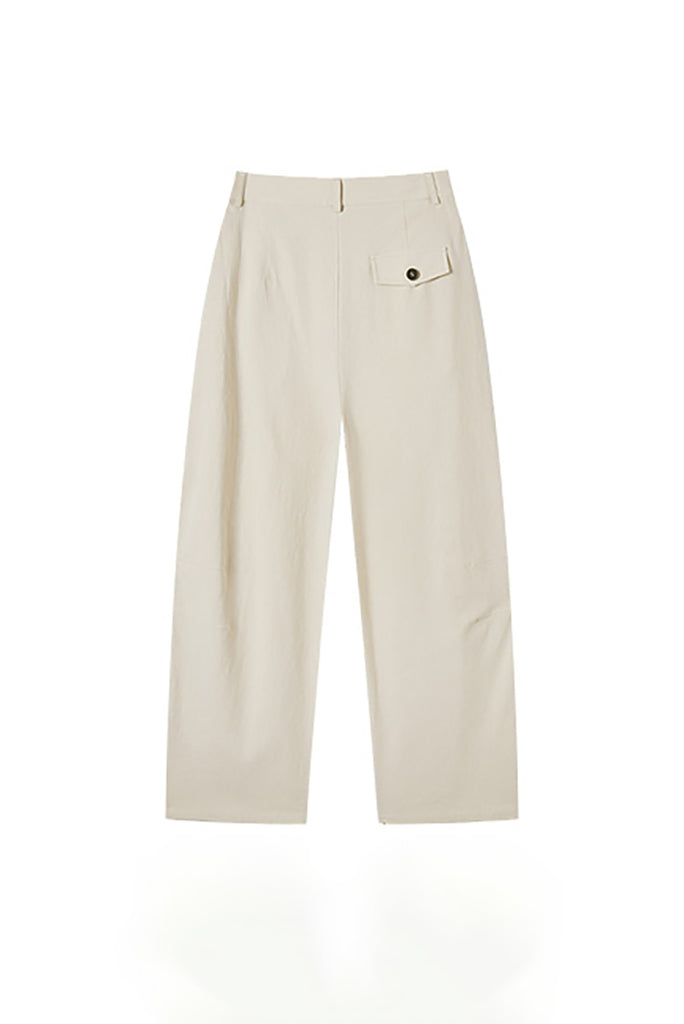 White Cotton High-Waisted Wide-Leg Pants  Fibflx