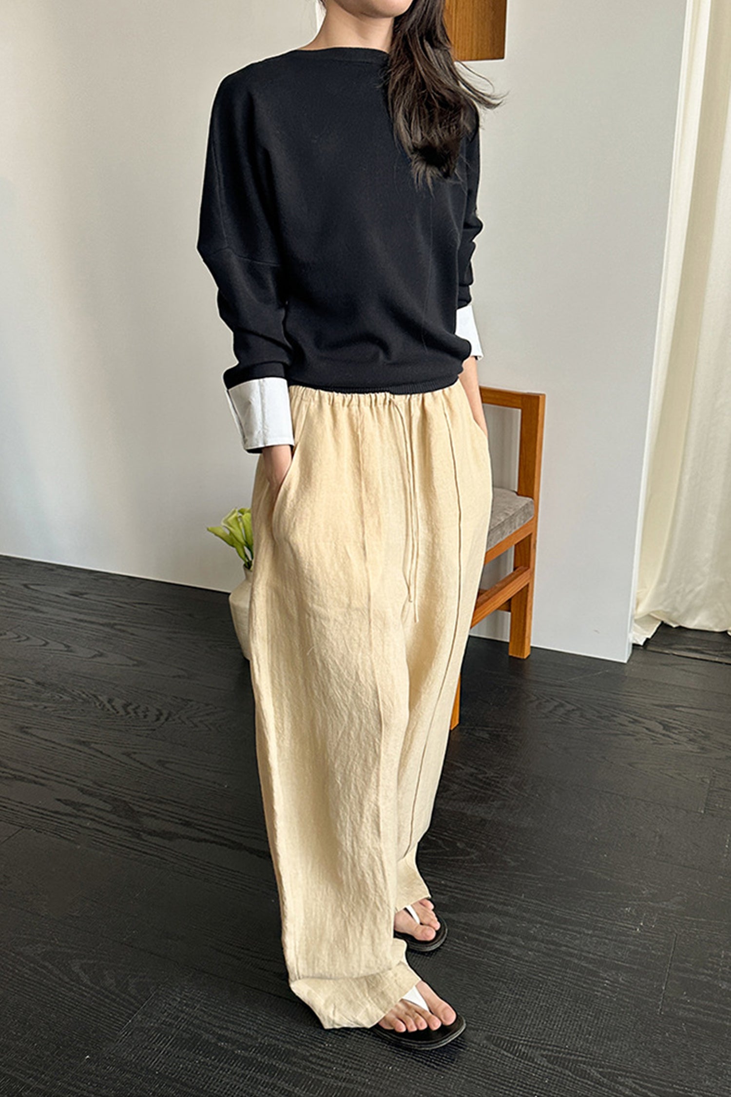 Women's 100% Hemp Wide-Leg Pull-On Pants | Relaxed Fit - Fibflx