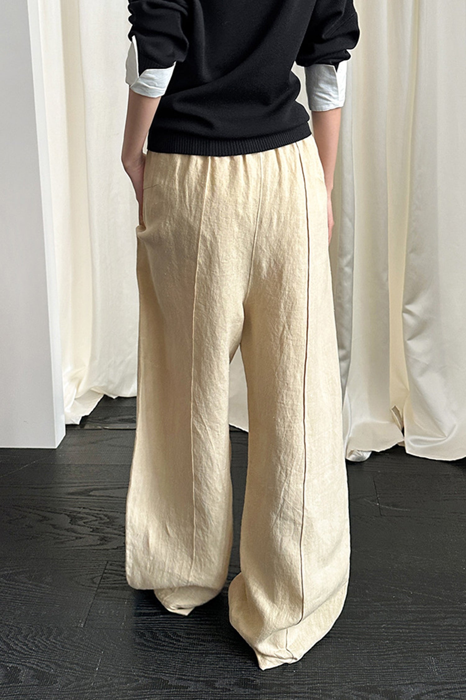 Women's 100% Hemp Wide-Leg Pull-On Pants | Relaxed Fit - Fibflx