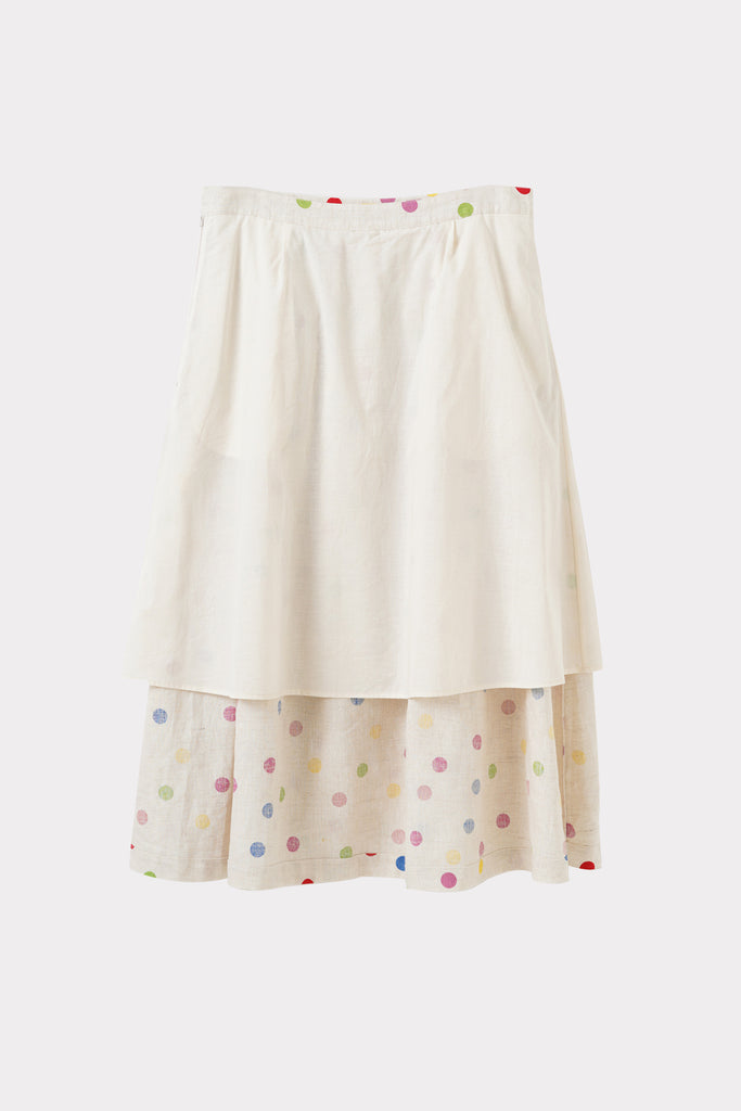 100 Linen Embroidered Polka Dot A-Line Midi Skirt  Fibflx