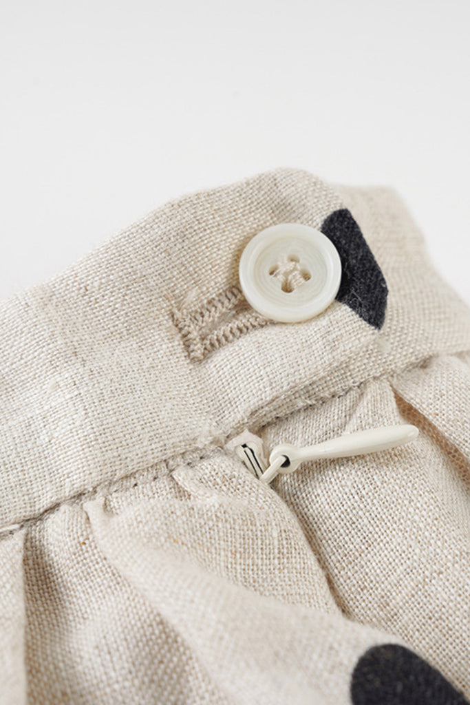 100 Linen Embroidered Polka Dot A-Line Midi Skirt  Fibflx